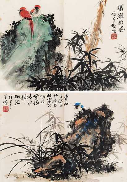 黎雄才 花鸟（两幅） 镜心